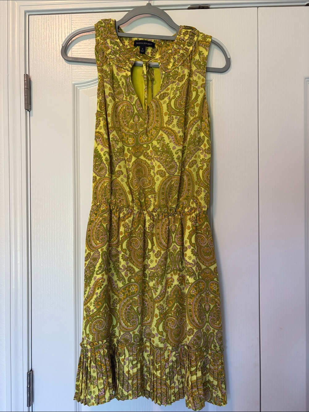 Banana Republic Yellow Paisley Sleeveless Mini Dress size small